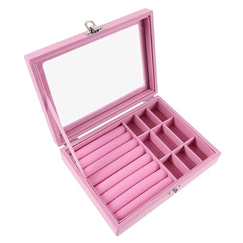 SAKURRDD Oorbellen opslagcontainer doos sieraden houder Miss opslagcontainer compartiment sieraden opslagcontainer/355 (Color : Pink, Size : 20X15X4.5CM)