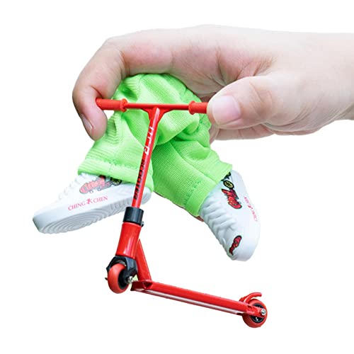 Mandeep Skateboard vingerboard vinger scooter mini vinger skateboard vinger roller mini roller voor vingers met schoenen en broek speelgoed vingers, rood