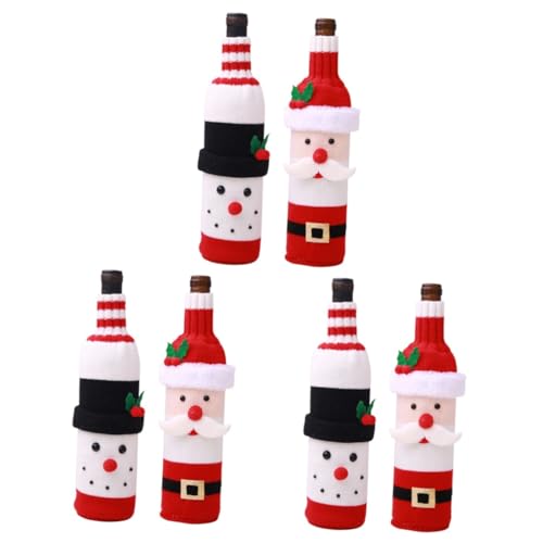 MAGICLULU 6 Pcs Cartoon Pop Wijnfles Cover Kerst Wijnfles Jurk Wijnfles Zakken Wijnfles Covers Party Wijnfles Houder Kerstversiering Wijnfles Gift Bags