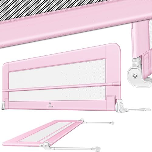 KESSER ® Bedhek, 200 cm, bedhek, kinderbedhek, kinderbedhek, inklapbaar, draagbaar, kinderbedbeschermingshek, valbeveiliging, bed en ouderbed hoog: 42 cm, roze