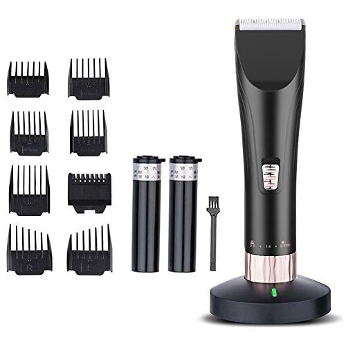 Jian Ya Na Professionele tondeuse voor mannen en baby's, 2 accu's, 8 combs Charging Dock Startpagina Barberkit zwart