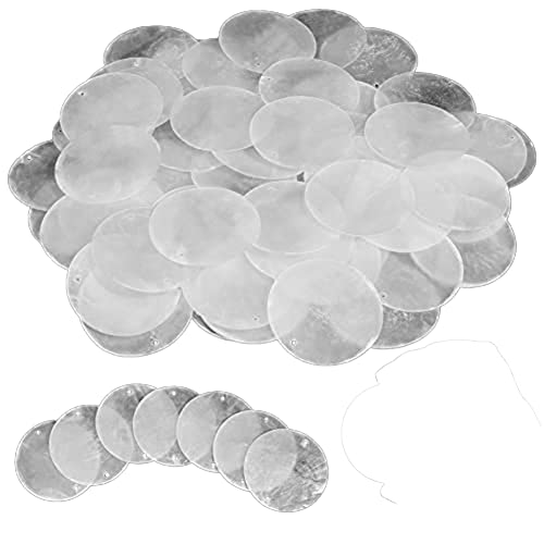 Oikabio 120 stuks ronde schelpen van natuurlijke schelpen, 5,1 cm, voor knutselwerk, met 2 gaten, zeeschelpen