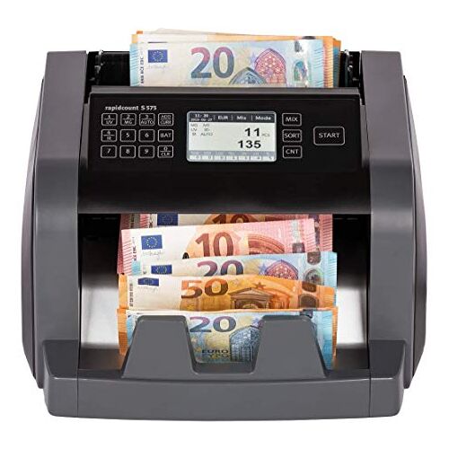 ratiotec rapidcount S 575 bankbiljettelmachine voor gemengde bankbiljetten met taxatie in zwart