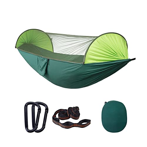 ASADFDAA Hangmatten Camping Hangmat met net, dubbele parachute hangmat die 500 lbs super lichtgewicht nylon hangmat for camping reizen wandelen (Color : Ye?il)