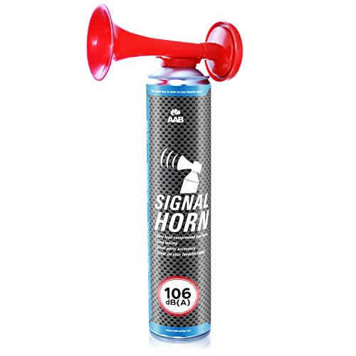 AABCOOLING 1x AAB Signal Horn 106 dB(A) Tot 320 korte signalen, Sirene, voetbalfanartikel met niet-brandbaar gas, Handheld Luchthoorn Pomp, Voor Feestjes, Sportevenementen, Boot, Luchtdrukfanfare AIR Hoorn