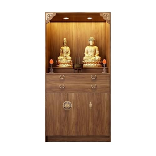 TEXBOOK Mandir voor Thuis Boeddha Niche Chinese kast Boeddha kast met tafel Boeddha tafel Home Wierookkast Boeddha Niche Moderne luxe massief houten voetstukkast Boeddhistisch Altaar (Size : 90cm)