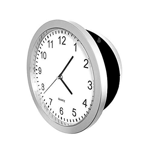 HAC24 Horloges safe kluis zilver geldcassette wandklok geld sieraden geheime verstopplaats horlogesafe geldverstopplaats keukenklok geheim vak (zilver)