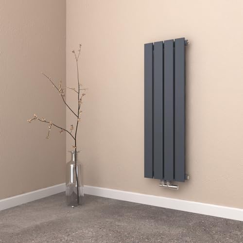 EMKE Kleine radiator, 900 x 300 mm, platte radiator, eenlaags, verticale radiator, plat paneelradiator, middenaansluiting, antraciet, 403 watt