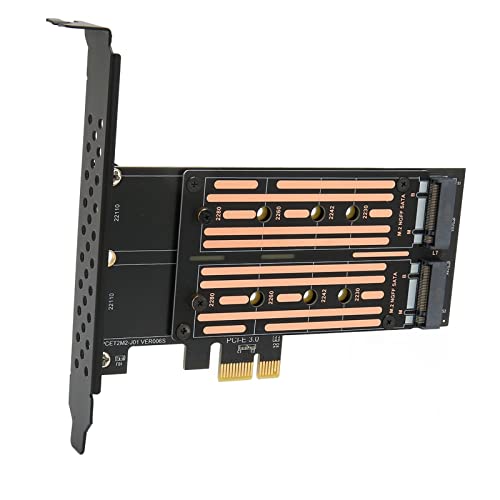 PUSOKEI Dubbele M.2 PCIE-adapter Tot 6 Gbps, NCQ Ondersteund, MSI Ondersteund, Laag Stroomverbruik voor Win 7/8/8.1/10/11 Server 2003/2008 R2, 2016, voor2.6.x of Hoger