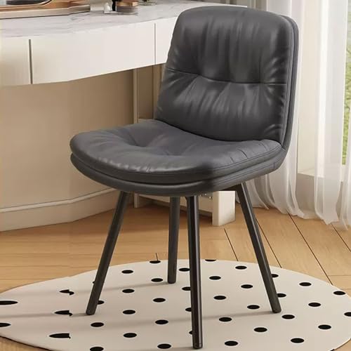 GBPLDMAQ 360° Draaibare Kaptafelstoel met Rugleuning, Kaptafelkruk voor Make-Upkamer, Make-Upstoel met Metalen Poten, Kaptafelstoel voor Badkamer (Color : Dark Gray+Pu, Size : Swivel)