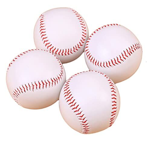 LNGJIN 4 stuks honkbalballen, handgenaaide honkbals, zachte honkbals, 20 cm honkbals, PU-zachte honkbalballen, baseball, trainingshonkbal, voor volwassenen en jongeren, professionele honkbalwedstrijden