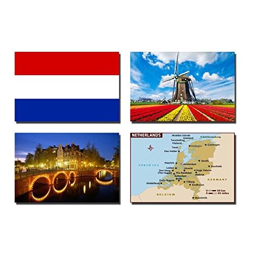 2022 SET VAN 4 NEDERLAND KOELMAGNETEN NEDERLAND VLAG NEDERLAND KAART NEDERLAND ATTRACTIES