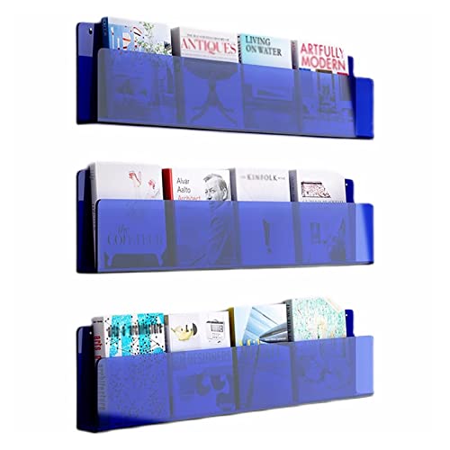 KJHYYPP 3-pack acryl brochurehouder wandmontage, lang 40/60/80/100/120cm (Blue 40*15*5Cm)