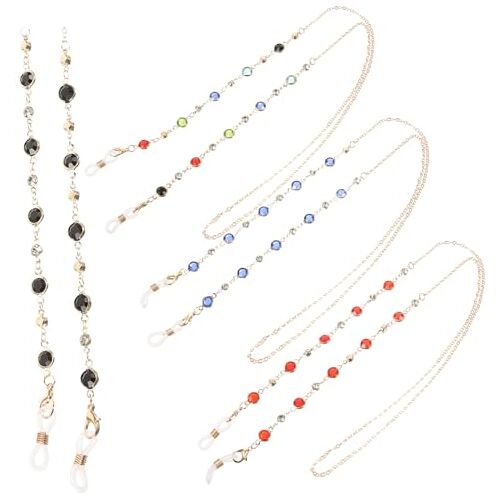 OATIPHO 4 Stuks Mode kleurrijke kristallen brilketting Stijlvolle brillenketting trendy ketting brillenkettingkoord kettingen een ketting bril ketting brilhouders om de hals anti-drop Band