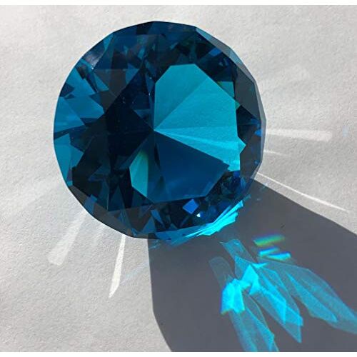 FAIRY TAIL & GLITZER FEE Glasdiamant kristalglas 5 cm diamant briljant Dekodiamant glas (oceaanblauw)