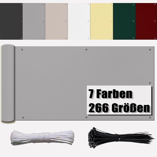 Ufamiluk Windscherm balkon grijs balkonbekleding vaste meterware doek voor het balkon UV-bescherming voor balkon omheining terrassen tuin zwembad 90x600cm