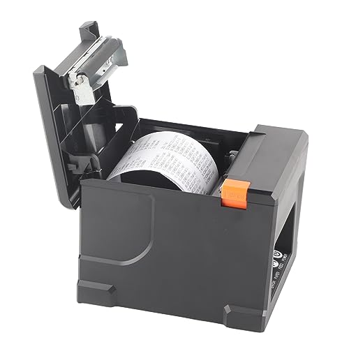 Jopwkuin Thermische POS-printer, USB Ethernet Thermische Bonprinter POS-opdracht 100-240V 80 Mm voor Keuken (EU-stekker)