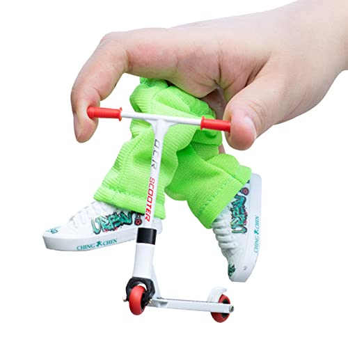 Richolyn Metalen vingerscooter set, mini-vingerskateboard, vinger, step, vinger, schoenen, broek en scooter, vingers, voor kinderen, gunsten, feest, beweging