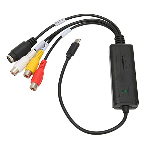 ASHATA Video Grabber USB C-opnamekaart, Ondersteuning voor NTSC PAL en ADC, S Video en CVBS Naar USB Type C 2.0 Video-opnameapparaat voor Windows 10/7/2000 XP Vista, voor OS X