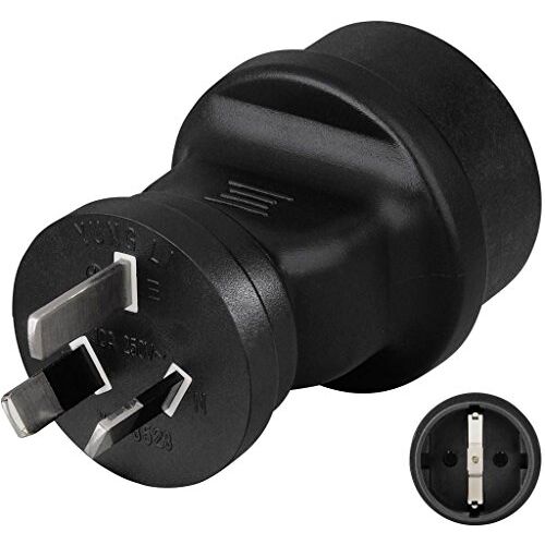 Hama Reisadapter Australië China type I (netadapter voor Argentinië, Nieuw-Zeeland, Papua-Nieuwguinea, Uruguay, Fidschi etc.) Reisstekker veilig en robuust, Zwart,Wit