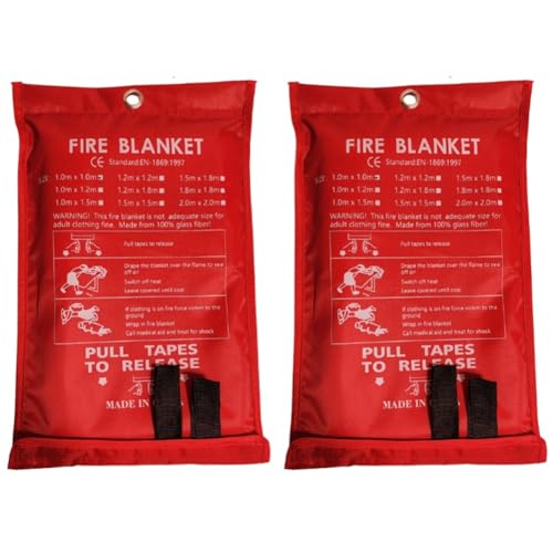 TsoLay 2 stuks branddekens voor noodgevallen, blusdeken, brandonderdrukkingsdeken voor keuken, barbecue, open haard (99,4 x 99,4 cm), eenvoudig te gebruiken, hoge kwaliteit