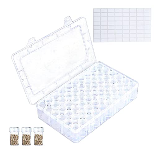 leryveo Zaadbak 60/24 Grid Seed Storage Organizer met deksel,Grid Organizer Box Zaadcontainer met 64 labelstickers voor bloemplanten Groentezaden