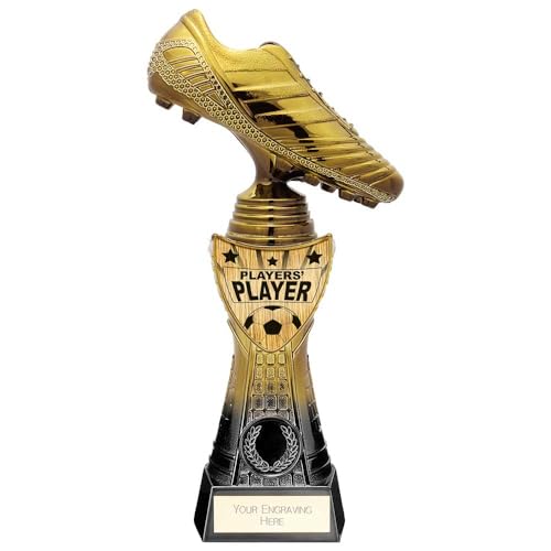 Trophy Shack Ltd Fusion Viper Boot Spelers Speler Voetbal Award Zwart & Goud 255mm