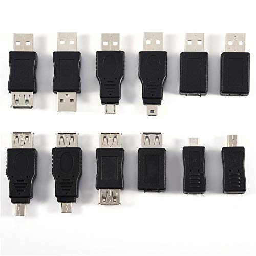 Yctze Usb Naar Usb Adapters, Usb Adapter Kit,Usb Pack van 12 Stuks Meerdere USB2.0 Adapters Micro Mini Man Vrouw Converters Connectors