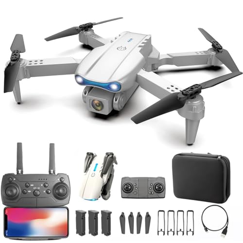 Fzysjve 1080p HD FPV-cameradrone, drone met 4K dubbele camera for volwassenen, mini-drone met camera, opvouwbare luchtfotografie Drone-speelgoedcadeaus for jongens meisjes (Color : Gray, Size : 3 battery)