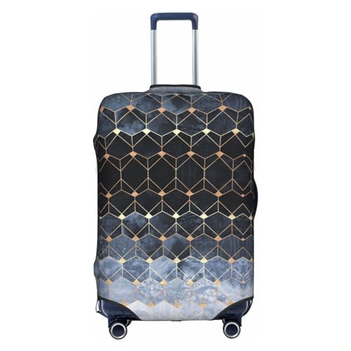 BREAUX Blauwe zeshoeken en diamanten bedrukte bagagehoes, elastische bagagebeschermer, modieuze bagagehoes, maat L, blauwe zeshoeken en diamanten, L, Blauwe zeshoeken en diamanten, L