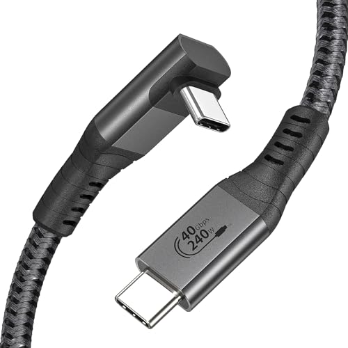 XAOSUN 240W USB4-kabel voor Thunderbolt 4-kabel, haakse Thunderbolt 4-kabel, 40 Gbps, ondersteuning 8K 4K-scherm, 90 graden Thunderbolt 4-kabel voor ROG Ally, Steam Deck, Switch, eGPU, MacBook, Docks