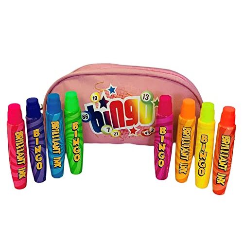 Thomas & Anca Club Supplies Ltd Bingo Dabbers 8 pack met Bingo Etui Neon Dabbers voor Bingo Tickets Bingo Gift Bingo Marker Pennen (Roze) 8 x 15 ml Neon Dabbers