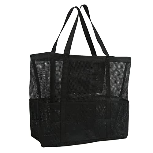Weikeya Travel Beach Toy Bag, zwarte nylon mesh strandtas met grote capaciteit voor gymnasiums