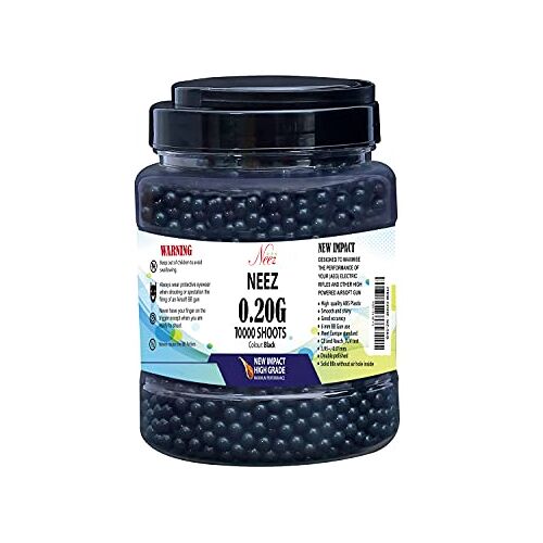 Neez Softairballen Biologisch Hoge Kwaliteit Plastic BBs Munitie voor Airsoft Pistool, Geweer Glad Gepolijst 6mm BB Pellets 1000, 2000, 5000 en 10000 Schuss 0.20g BBs (10000 Zwart)