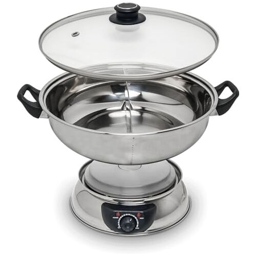 Generic Remo Elektrische fonduepan 2 vaks 4,5 liter Ø30cm Elektrische hotpot 2 aparte vakken