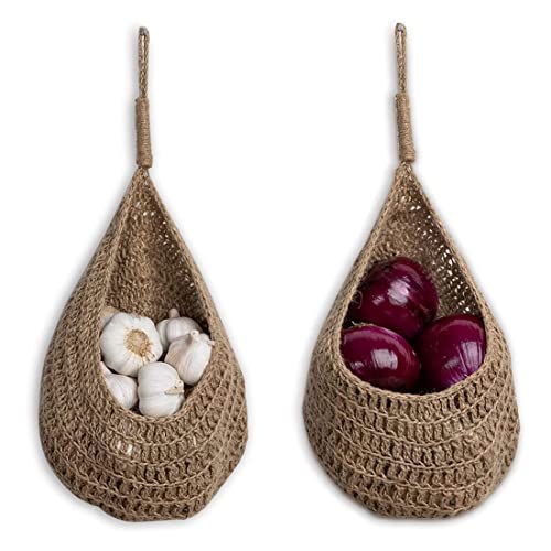 Barabesty Twine Basket voor Pantry, Potato Garlic Pantry Storage Baskets, Boho Wall Baskets 2St