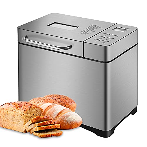 RibasuBB Broodbakmachine, 17 programma's (glutenvrij brood, yoghurt, cake, deeg, jam), antiaanbakschaal, 650 W Bakmeister, broodbakmachine, broodbakmachine