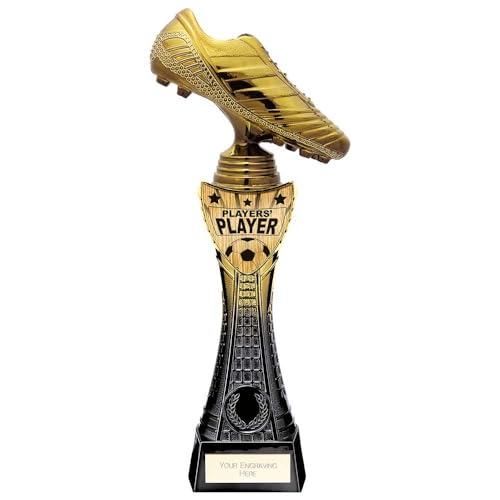 Trophy Shack Ltd Fusion Viper Boot Spelers Speler Voetbal Award Zwart & Goud 295mm