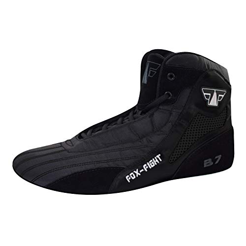 FOX-FIGHT B7 Sambo schoenen, vechtsportschoenen, hoogwaardige kwaliteit, worstelen, vechtsport, matschoenen, leer met suède zool, Full Black B7, 45 EU