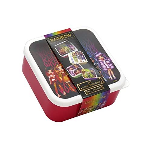 CYPBRANDS Sandwichbox, lunchbox, lunchbox, snackbox, 4 stuks, Rainbow High, meerkleurig, M, (CyP Brands)