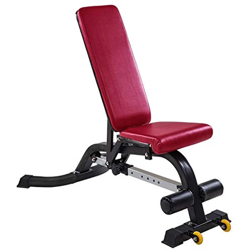 QIEANY Krachttrainingsapparatuur voor volwassenen bankdrukken trainingsstoel heren krachttrainer sit-ups fitnessstoel indoor trainingsapparatuur (rood, 147 cm x 45 cm x 120 cm)