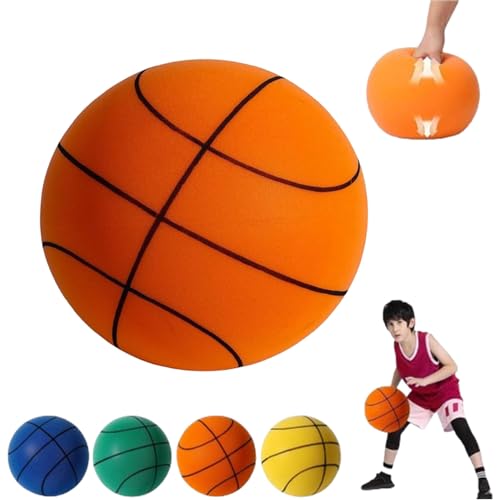 JosuE Stille basketbal, stil basketbal dribbelen binnen, droom dribbel basketbal, stille stuiterende basketbalbal met schuimbal (oranje, 18 cm/7,09")