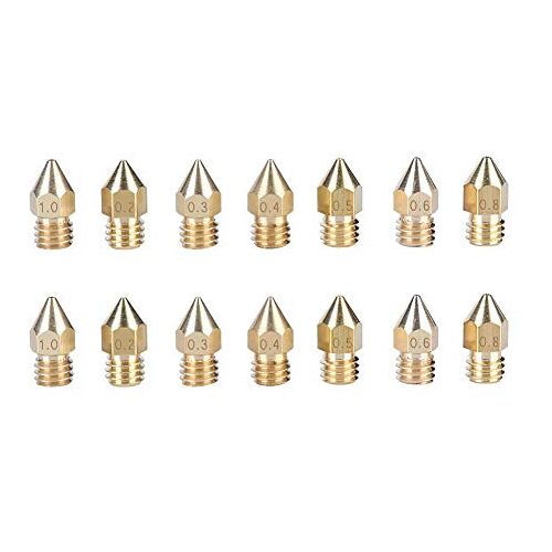 Dioche 3D Printer Onderdelen 3D Printer Extruder Messing Mondstuk Messing 14 Stuks 7 Maten 3D Printer Onderdelen Extruder Messing Mondstuk Printkop Printer Accessoires