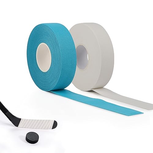 SWAWIS 2 rollen rackettape ijshockey, ijshockeystick tape blauw & wit, 2,5 cm x 25 m gripband, hockeystick band voor hockey, badmintongreep, golfpole