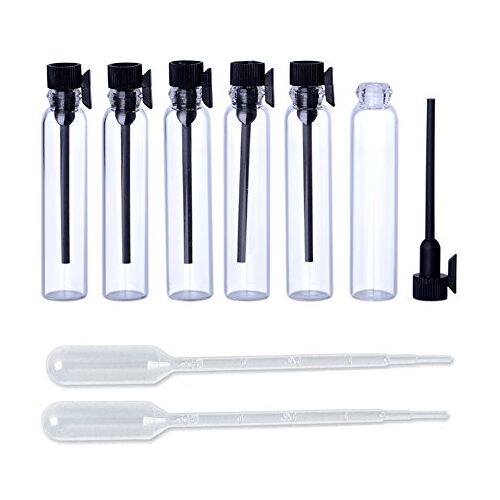 Enslz 100 stuks mini-parfumflessen met zwart deksel leeg glas voor reizen en feestjes (2 ml)