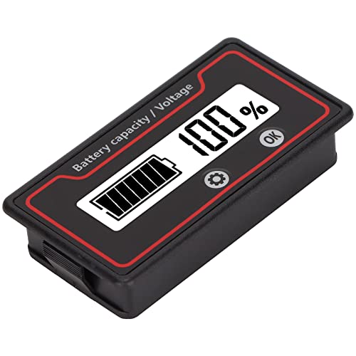 Sxhlseller Batterijmonitor, 12‑84V Digitale Batterijcapaciteitstester, Draagbare Batterijmeter Lichtalarm LCD-scherm Veilige Batterijcapaciteit Spanningsmeter voor Elektrisch Voertuig (Wit Licht)