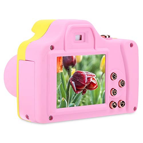 Cuifati Kinderen SLR-camera, SLR-camera HD-speelgoed Digitale Videocamera Speelgoedcamera voor Kinderen (roze geel)