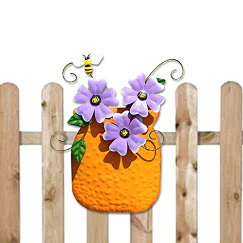 Yeeda IJzeren bloemen kunst sculpturen moderne ijzeren bloemen sculptuur   voor terras tuin veranda balkon slaapkamer woonkamer kantoor, wandsculpturen buiten kunst (32,5x19,5cm/12,79x7,67in)