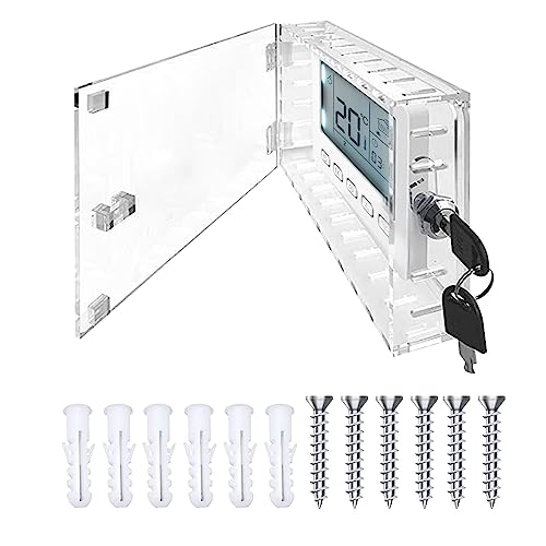 Qivine Transparante thermostaat, sluitbox met sleutel, transparante sluitkast voor thermostaat, thermostaatbescherming, universele acryl sluitkast voor gebruik in woningen, kantoren, kerken, scholen