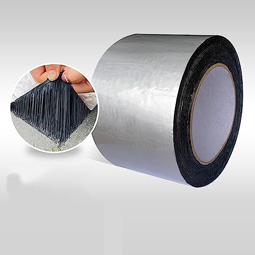 SANJIAOJIA Zelfklevende knipperende daktape, bitumen scheurlek reparatietape, butyltape, waterdichte afdichtende aluminiumtape, zelfklevende bitumentape voor parkeerplaats, dak op de weg, buitengebruik (B20 cm x 5 m)